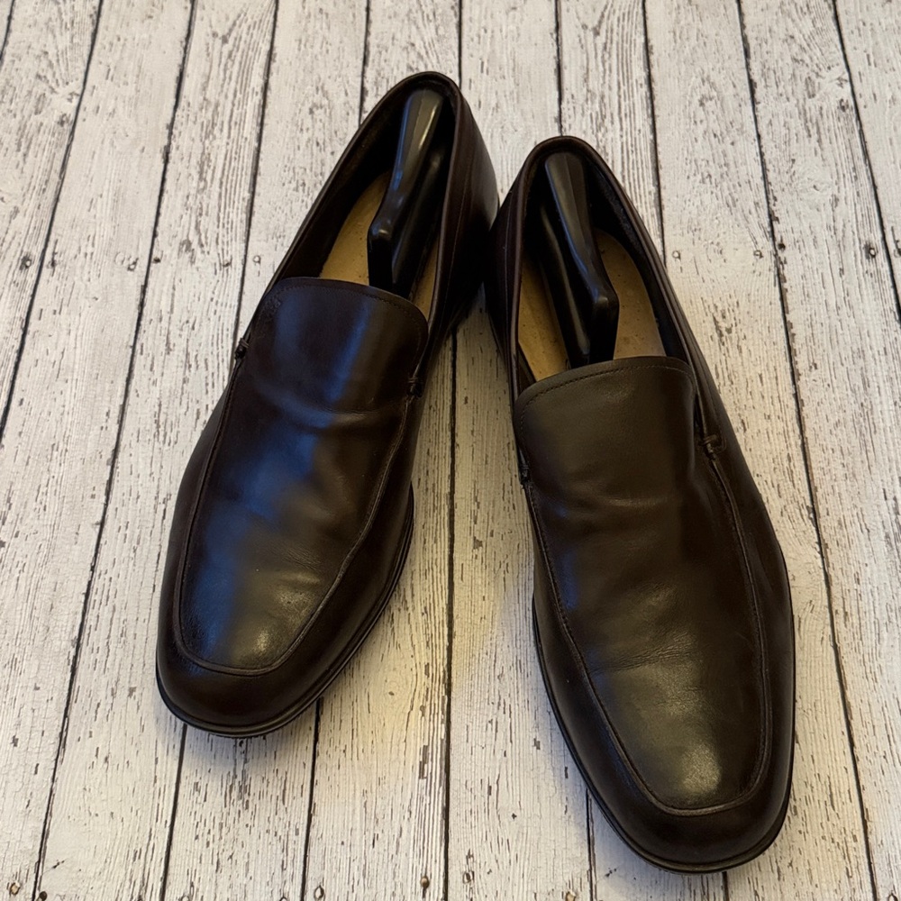 Prada dark brown classic slip on Leather Loafers size 11.5 - Picture 2 of 8